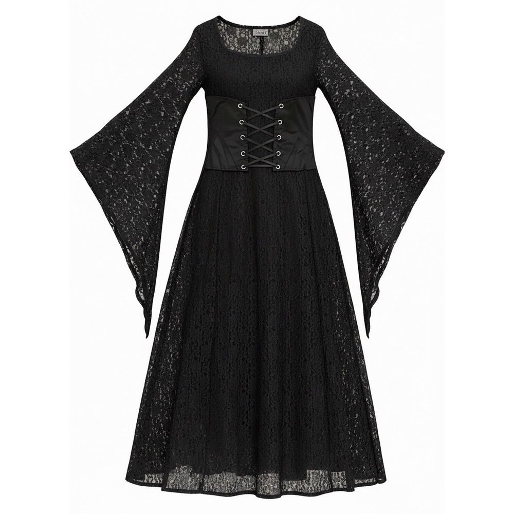 Vintage NWT Lip Service Hot Topic  RARE Whimsigoth Black Lace Gown XL